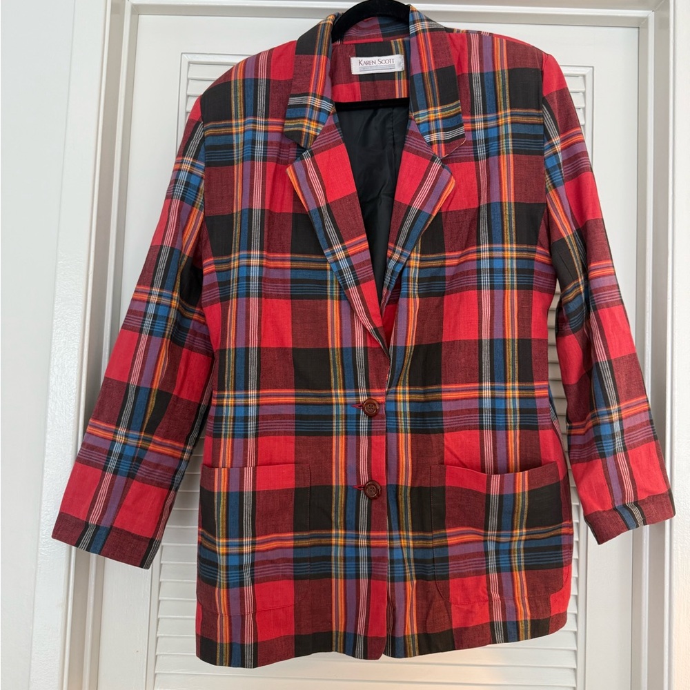 Karen Scott Women's Multicolor Plaid Blazer